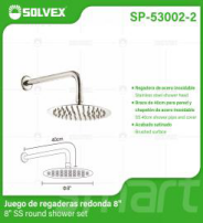SP-53002-2 (Caja master 10)(MOQ 1 juego=1 blíster) Juego de regaderas redonda 8'8" SS round shower set