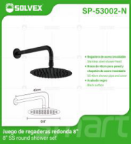SP-53002-N (Caja master 10)(MOQ 1 juego=1 blíster) Juego de regaderas redonda 8'8" SS round shower set