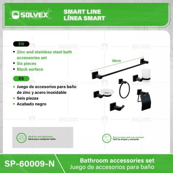 SP-60009-N-(Caja master 1 CTN=10 SKU)-(MOQ 1 SKU)-Juego de accesorios para baño
Juego de accesorios para baño de zinc y acero inoxidable