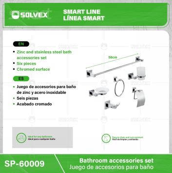SP-60009-(Caja master 1 CTN=10 SKU)-(MOQ 1 SKU)-Juego de accesorios para baño
Juego de accesorios para baño de zinc y acero inoxidable