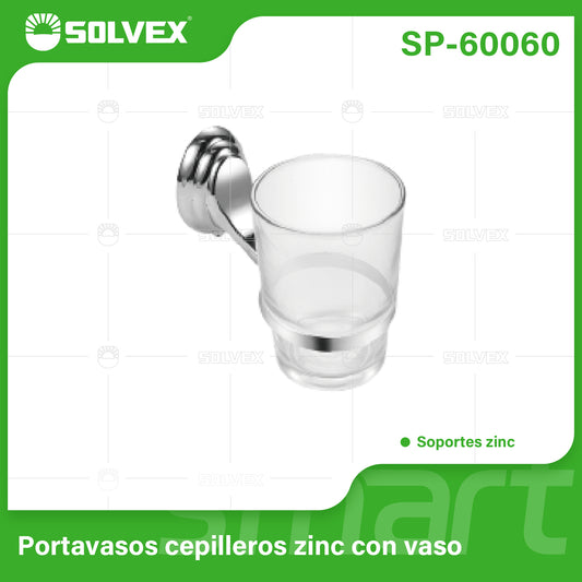 SP-60060 (Caja master 50)(MOQ 1 pz=1 caja) Portavasos cepilleros zinc con vaso