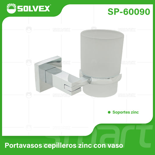 SP-60090 (Caja master 50)(MOQ 1 pz=1 caja) Portavasos cepilleros zinc con vaso