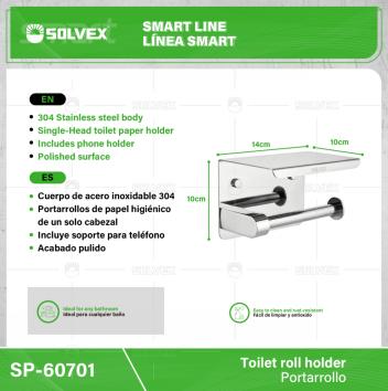 SP-60701-(Caja master 1 CTN=24 SKU)-(MOQ 1 SKU)-Cuerpo de acero inoxidable 304
Portarrollos de papel higiénico de un solo cabezal