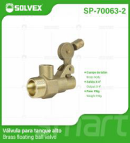 SP-70063-2 (Caja master 100)(MOQ 10 pzs=1 caja) Válvula para tanque altoBrass floating ball valve