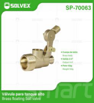 SP-70063 (Caja master 100)(MOQ 10 pzs=1 caja) Válvula para tanque altoBrass floating ball valve