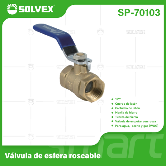 SP-70103 (Caja master 120)(MOQ 1pz=1tarjeta) Válvula de esfera roscable
