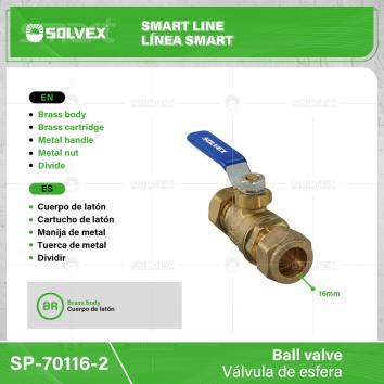 SP-70116-2-(Caja master 1 CTN=80 SKU)-(MOQ 10 SKU)-Válvula de esfera 3/4"(19mm)
Cuerpo de latón