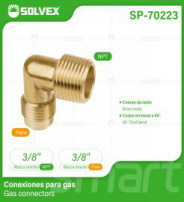 SP-70223 (Caja master 420)(MOQ 10 pzs=1 bolsa) Conexiones para gas Gas connectors