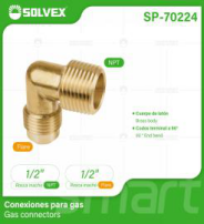 SP-70224 (Caja master 300)(MOQ 10 pzs=1 bolsa) Conexiones para gas Gas connectors