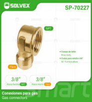 SP-70227 (Caja master 300)(MOQ 10 pzs=1 bolsa) Conexiones para gas Gas connectors
