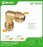 SP-70230 (Caja master 420)(MOQ 10 pzs=1 bolsa) Conexiones para gas Gas connectors