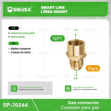SP-70244-(Caja master 1 CTN=300 SKU)-(MOQ 10 SKU)-Niples campana
3/8" x 1/2" NPT