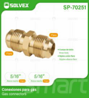 SP-70251 (Caja master 500)(MOQ 10 pzs=1 bolsa) Conexiones para gas Gas connectors
