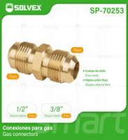 SP-70253 (Caja master 330)(MOQ 10 pzs=1 bolsa) Conexiones para gas Gas connectors
