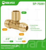 SP-70261 (Caja master 300)(MOQ 10 pzs=1 bolsa) Conexiones para gas Gas connectors