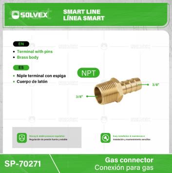 SP-70271-(Caja master 1 CTN=500 SKU)-(MOQ 10 SKU)-Niple terminal con espiga
3/8" x 3/8" NPT