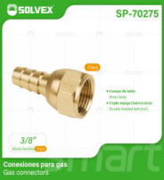 SP-70275 (Caja master 800)(MOQ 10 pzs=1 bolsa) Conexiones para gas Gas connectors
