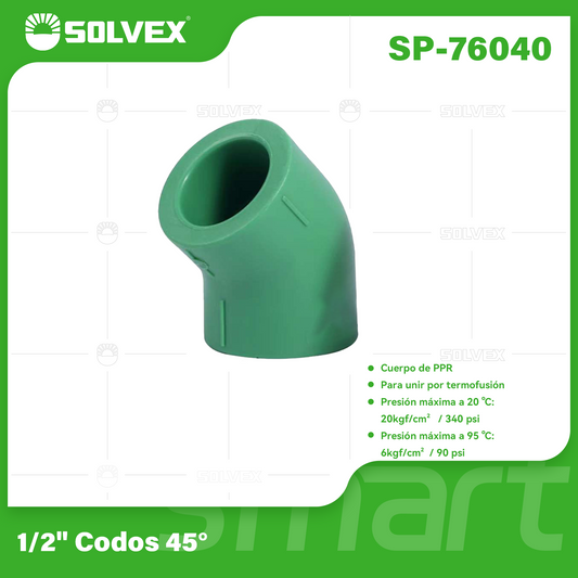 SP-76040 (Caja master 1000)(MOQ 20pzs=1bolsa) 1/2" Codos 45°