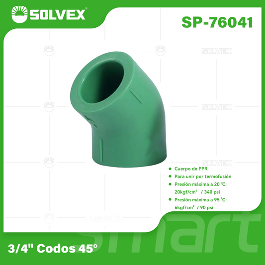 SP-76041 (Caja master 500)(MOQ 20pzs=1bolsa) 3/4" Codos 45°