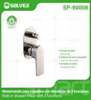SP-90008 (Caja master 10)(MOQ 1 pz=1 caja) Monomando para regadera con desviador de 2 funciones