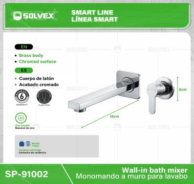 SP-91002-(Caja master 1 CTN=10 SKU)-(MOQ 1 SKU)-Monomando a muro para lavabo
Cuerpo de latón