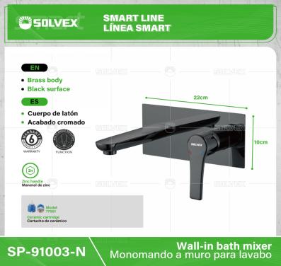 SP-91003-N-(Caja master 1 CTN=10 SKU)-(MOQ 1 SKU)-Monomando a muro para lavabo
Cuerpo de latón