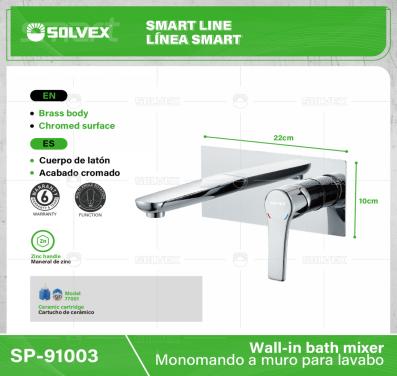 SP-91003-(Caja master 1 CTN=10 SKU)-(MOQ 1 SKU)-Monomando a muro para lavabo
Cuerpo de latón
