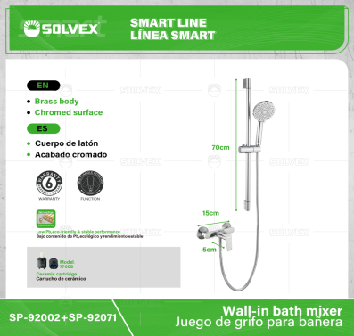 SP-92002+SP-92071-(Caja master 1 CTN=12 SKU)-(MOQ 1 SKU)-Juego de grifo para bañera
Cuerpo de latón,latón de alta calidad（CW617N/CC757S)