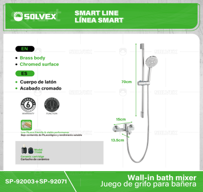 SP-92003+SP-92071-(Caja master 1 CTN=12 SKU)-(MOQ 1 SKU)-Juego de grifo para bañera
Cuerpo de latón,latón de alta calidad（CW617N/CC757S)