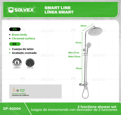SP-92004-(Caja master 1 CTN=5 SKU)-(MOQ 1 SKU)-Juegos de monomando con desviador de 2 funciones
Cuerpo de latón,latón de alta calidad（CW617N/CC757S) con maneral de zinc