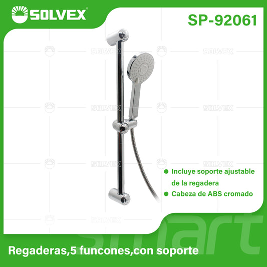 SP-92061 (Caja master 10)(MOQ 1 juego=1 blíster) Regaderas,5 funcones,con soporte