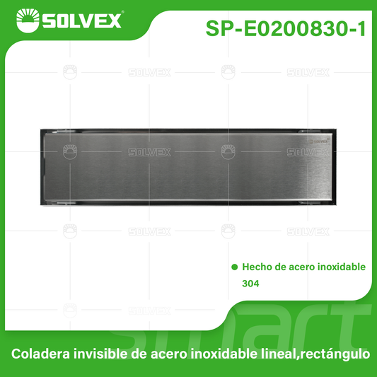 SP-E0200830-1 (Caja master 20)(MOQ 1pz=1caja) Coladera invisible de acero inoxidable lineal,rectángulo