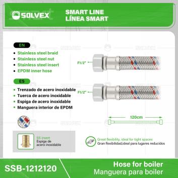 SSB-1212120-(Caja master 1 CTN=30 SKU)-(MOQ 1 SKU)-Manguera para boiler
Trenzado de acero inoxidable
