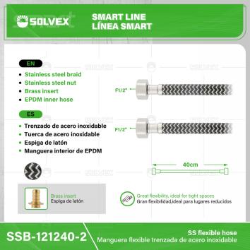 SSB-121240-2-(Caja master 1 CTN=150 SKU)-(MOQ 10 SKU)-Manguera flexibles trenzado acero inoxidable
Trenzado de acero inoxidable