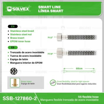 SSB-127860-2-(Caja master 1 CTN=100 SKU)-(MOQ 10 SKU)-Manguera flexibles trenzado acero inoxidable
Trenzado de acero inoxidable