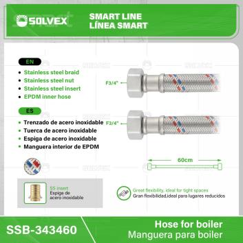 SSB-343460-(Caja master 1 CTN=50 SKU)-(MOQ 1 SKU)-Manguera para boiler
Trenzado de acero inoxidable