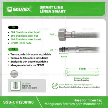 SSB-CH1208160-(Caja master 1 CTN=100 SKU)-(MOQ 1 SKU)-Trenzada de 304 acero inoxidable 
Tuerca de 304 acero inoxidable