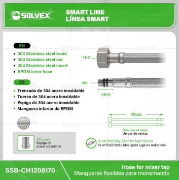 SSB-CH1208170-(Caja master 1 CTN=100 SKU)-(MOQ 1 SKU)-Trenzada de 304 acero inoxidable 
Tuerca de 304 acero inoxidable