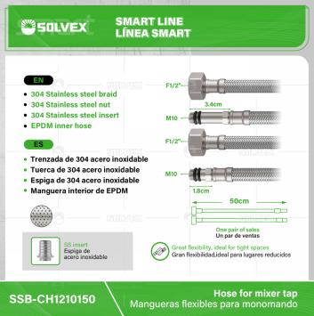 SSB-CH1210150-(Caja master 1 CTN=100 SKU)-(MOQ 1 SKU)-Trenzada de 304 acero inoxidable 
Tuerca de 304 acero inoxidable