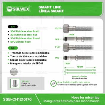 SSB-CH1210170-(Caja master 1 CTN=100 SKU)-(MOQ 1 SKU)-Trenzada de 304 acero inoxidable 
Tuerca de 304 acero inoxidable