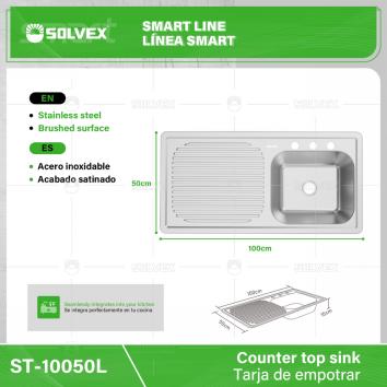 ST-10050L-(Caja master 1 CTN=5 SKU)-(MOQ 5 SKU)-Tarja de empotrar
Acero inoxidable