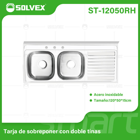 ST-12050RH (Caja master 5)(MOQ 1 pz=1 caja) Tarja de sobreponer con doble tinas