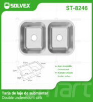 ST-8246 (Caja master 5)(MOQ 1 pz=1 caja) Tarja de lujo de submontar Double undermount sink