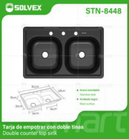 STN-8448 (Caja master 5)(MOQ 1 pz=1 caja) Tarja de empotrar con doble tinas Double counter top sink