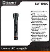 SW-10102 (Caja master 100)(MOQ  100 pzs=1 Caja) Linterna LED recargable