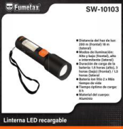 SW-10103 (Caja master 120)(MOQ  120 pzs=1 Caja) Linterna LED recargable