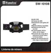 SW-10108 (Caja master 120)(MOQ  120 pzs=1 Caja) Linterna de minero
