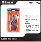 SW-11206 (Caja master 12)(MOQ 1 pz=1 blister) Juegos de 3 pinzas