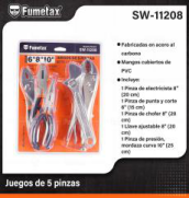 SW-11208 (Caja master 12)(MOQ 1 pz=1 blister) Juegos de 5 pinzas