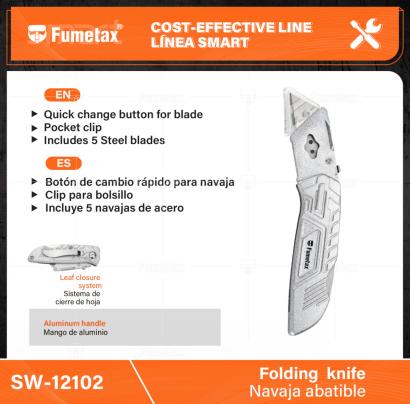 SW-12102-(Caja master 1 CTN=144 SKU)-(MOQ 12 SKU)-Mango de aluminio 
Sistema de cierre de hoja